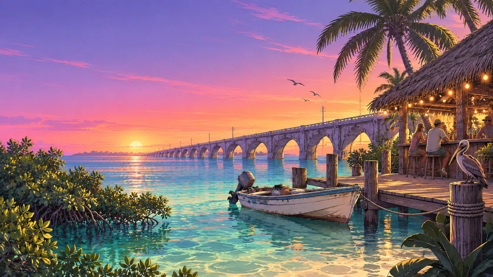 Illustration of The Florida Keys (Monroe County) in the GTA VI art style