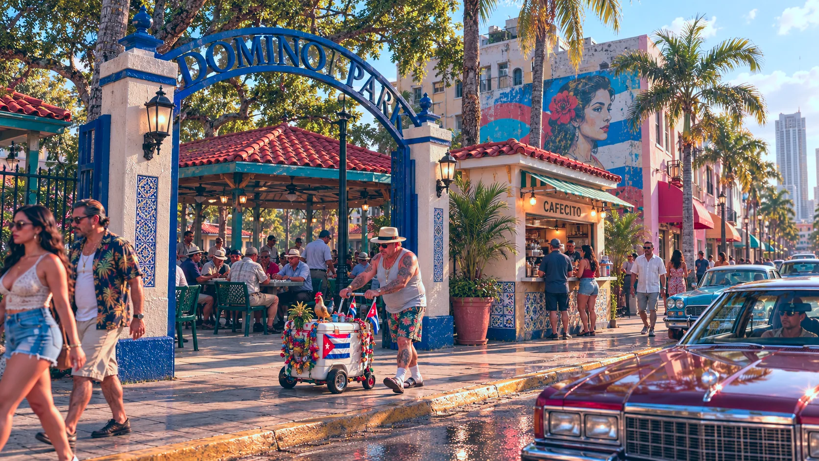 Little Cuba rebuilt in GTA VI style: Domino players, cafecito windows and classic cars in Little Cuba