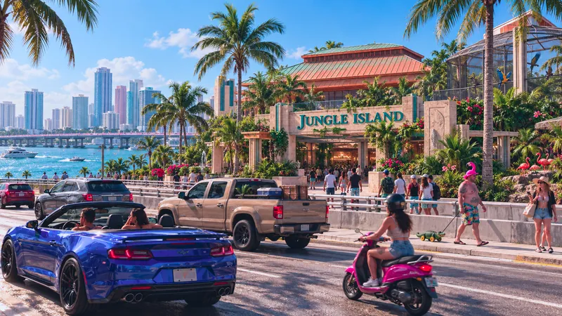 Jungle Island rebuilt in GTA VI style: Jungle Island, rebuilt as a Vice City scene