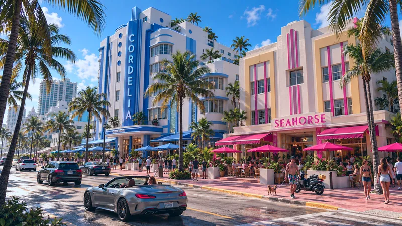 Cordelia Hotel and Seahorse Hotel rebuilt in GTA VI style: Cordelia Hotel and Seahorse Hotel, rebuilt as a Vice City scene