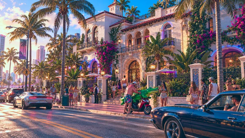 Casa Casuarina rebuilt in GTA VI style: Casa Casuarina, rebuilt as a Vice City scene