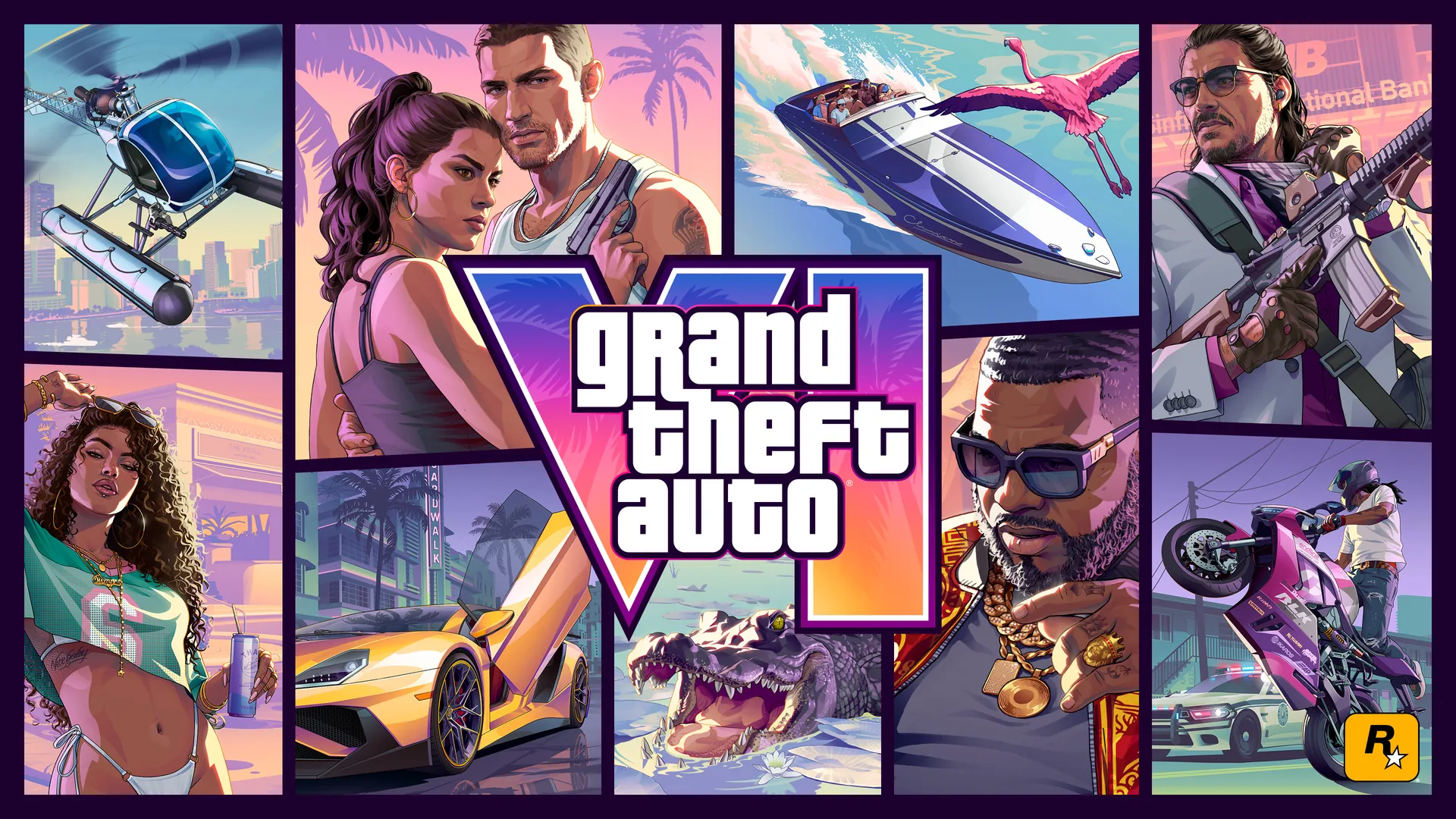 Official Grand Theft Auto VI cover art in the classic grid layout